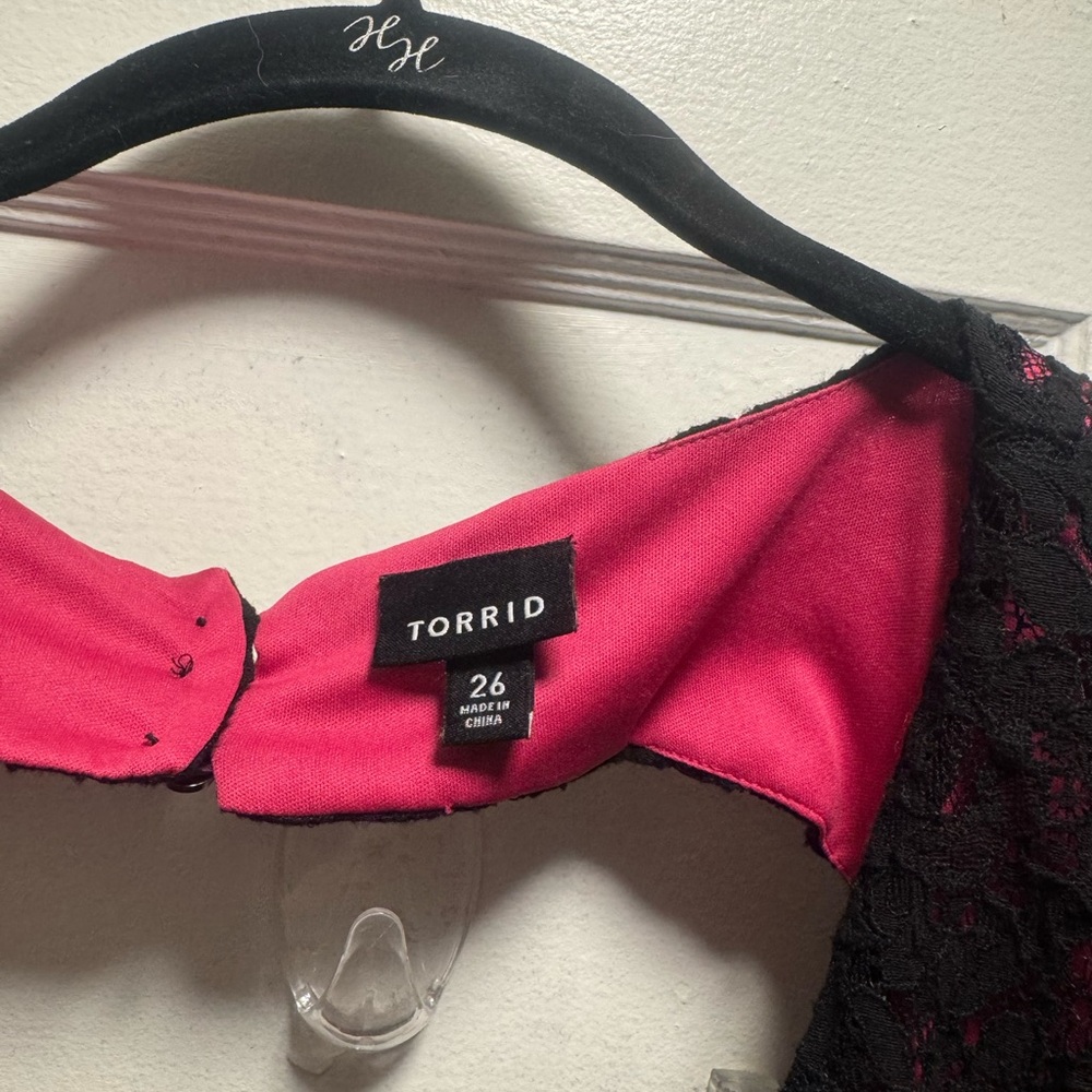 Torrid Black Lace Dress with Pink Lining